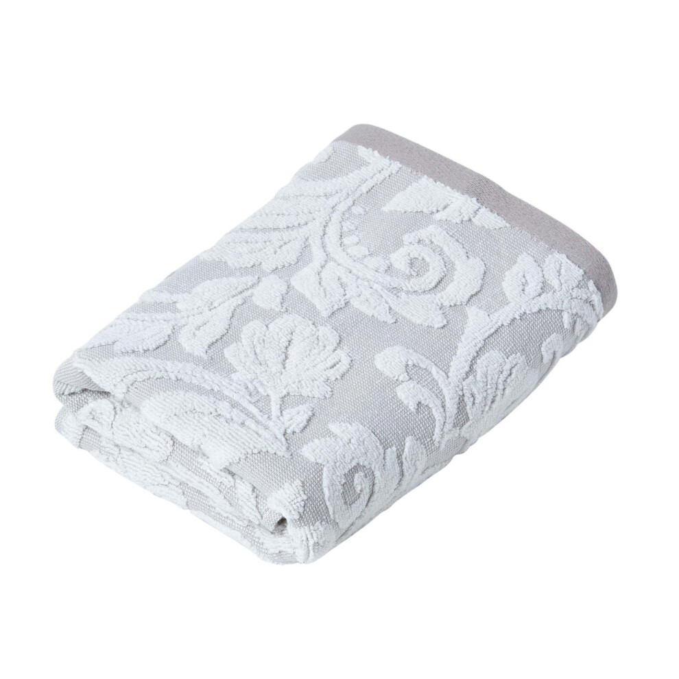 Homescapes (Hand Towel, Beige) Damask 100% Turkish Cotton 600 Gsm Cream