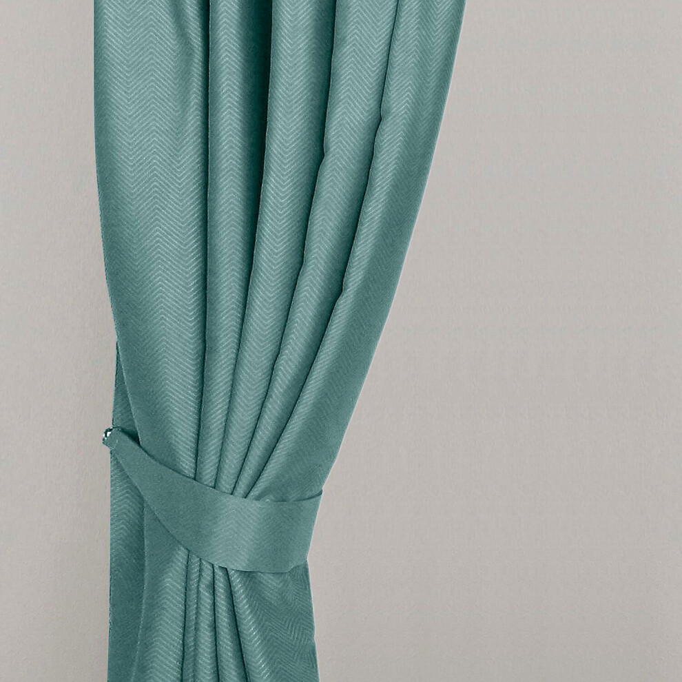 Homescapes Blue (Pastel ) Herringbone Chevron Curtain Tie Back Pair 66Cm