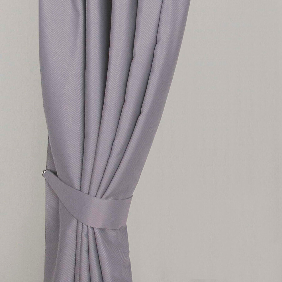 Homescapes (Grey) Herringbone Chevron Curtain Tie Back Pair Grey
