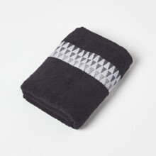 (Hand Towel, Black) Geometric 100% Cotton