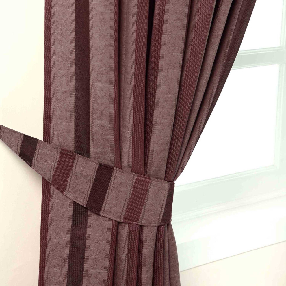 (Purple) Stripe Jacquard Curtain Tie Back Pair