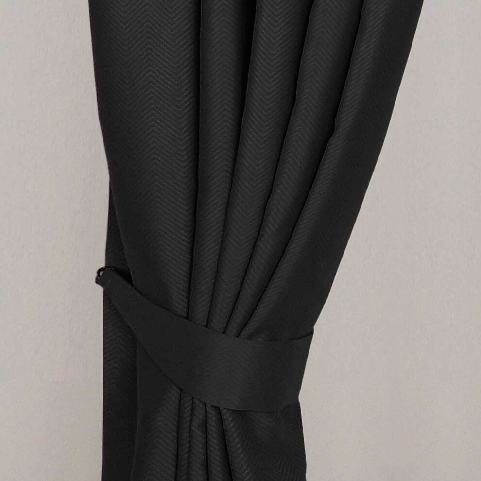 Homescapes (Black) Herringbone Chevron Curtain Tie Back Pair Black