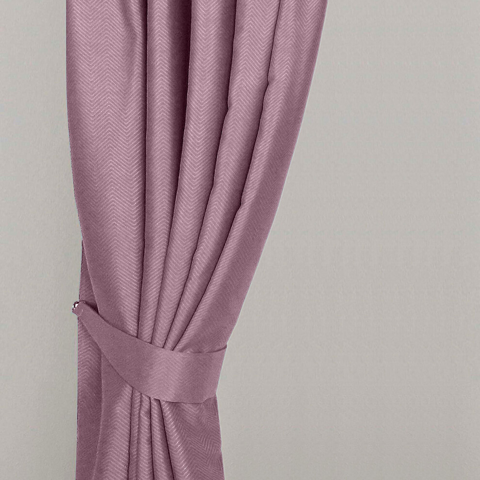 Homescapes (Pastel ) Herringbone Chevron Curtain Tie Back Pair Pink