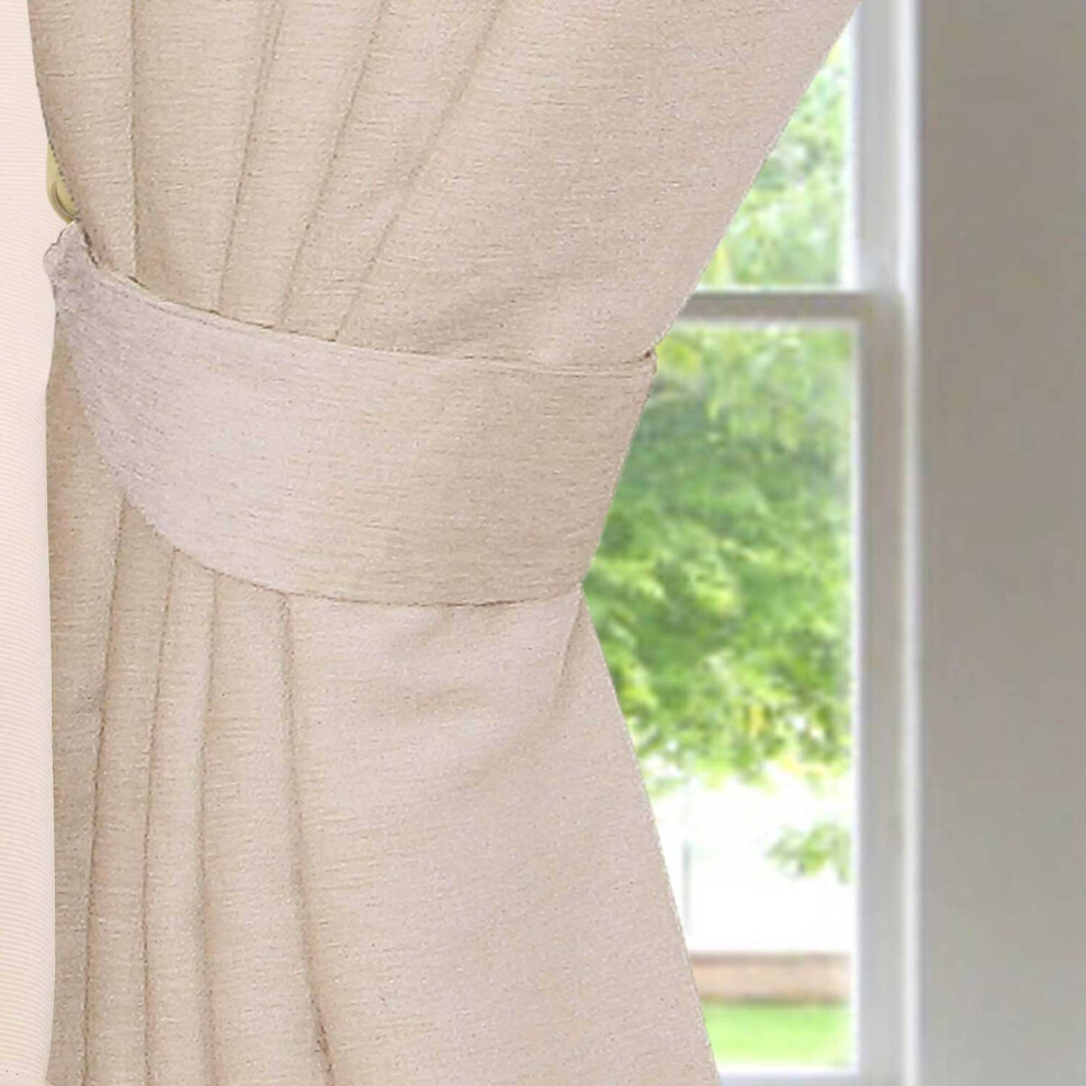 (Cream) Chenille Curtain Tie Back Pair