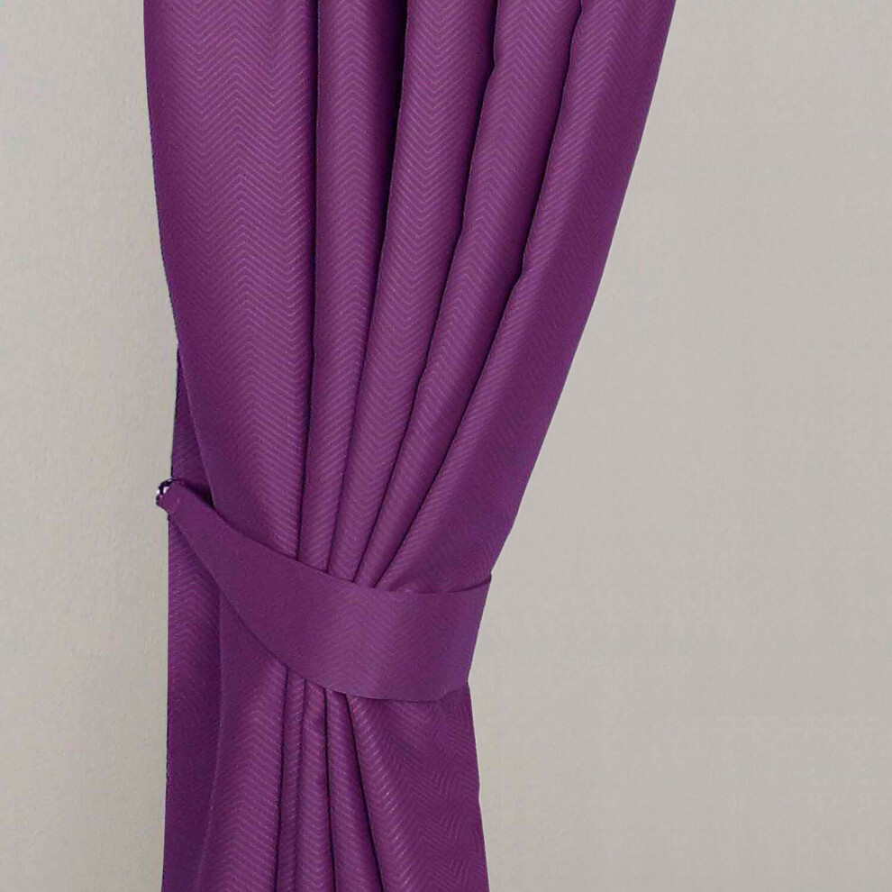Homescapes (Aubergine) Herringbone Chevron Curtain Tie Back Pair