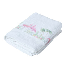 (Hand Towel) White Flamingo
