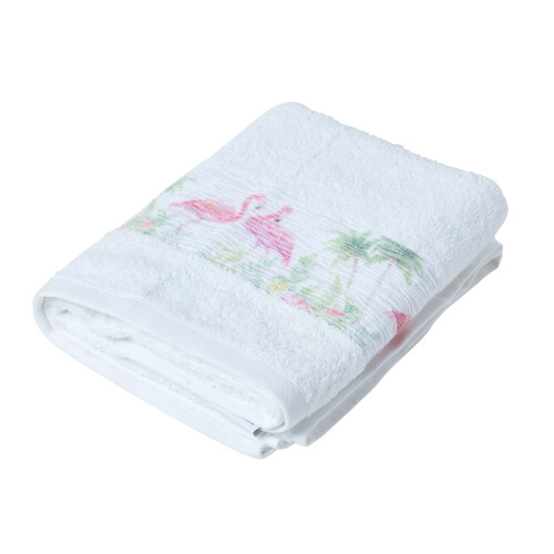 Homescapes (Hand Towel) White Flamingo