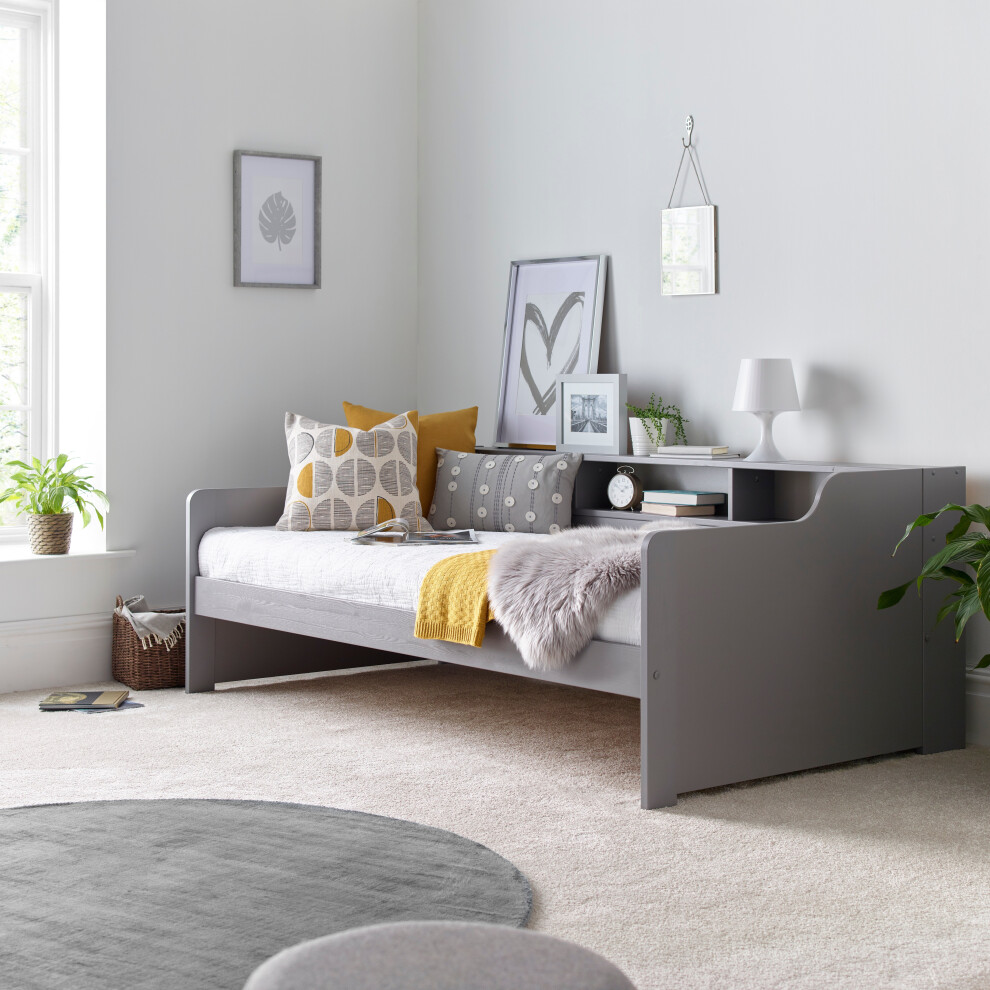 Tokyo Grey Guest Bed Day Bed With Bookshelves