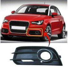 Audi A1 2010-2015 Front Bumper Fog Grille With Fog Hole Chrome Bezel Twin Slat Moulding Passenger Side