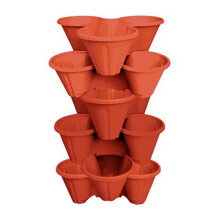 Set of 6 Plastic Stacking Tiered Plant Pots