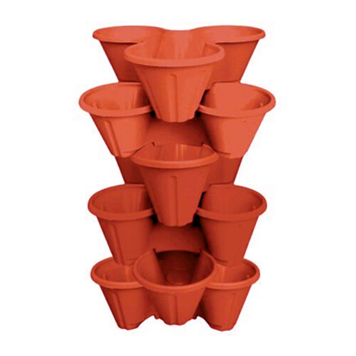 Set of 6 Plastic Stacking Tiered Plant Pots