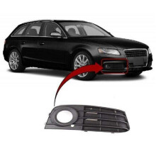 Audi A4 2008-2012 Front Bumper Fog Grille Black With Fog Hole Without Chrome Trim Driver Side