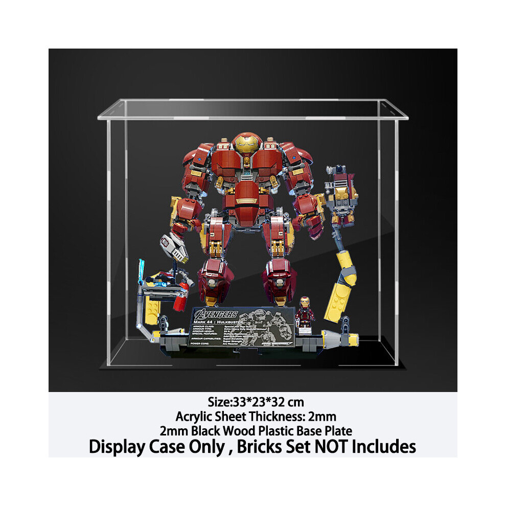 (B) for LEGO Super Heroes 76105 Acrylic Display Case The Hulkbuster Model,Dustproof Display Box for Models Collectables (Not Include Model)