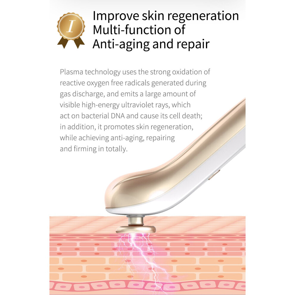 (gold) Plasma Anti Wrinkle Laser Ozone Treatment Scar Acne Removal Device Beauty