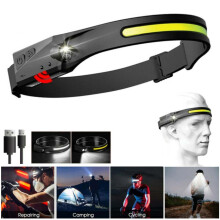 Go Beam 230 Rechargeable Headlamp with 350LM COB + 150LM/XPE Modes, Motion Sensor, IPX4, USB-C 1200mAh