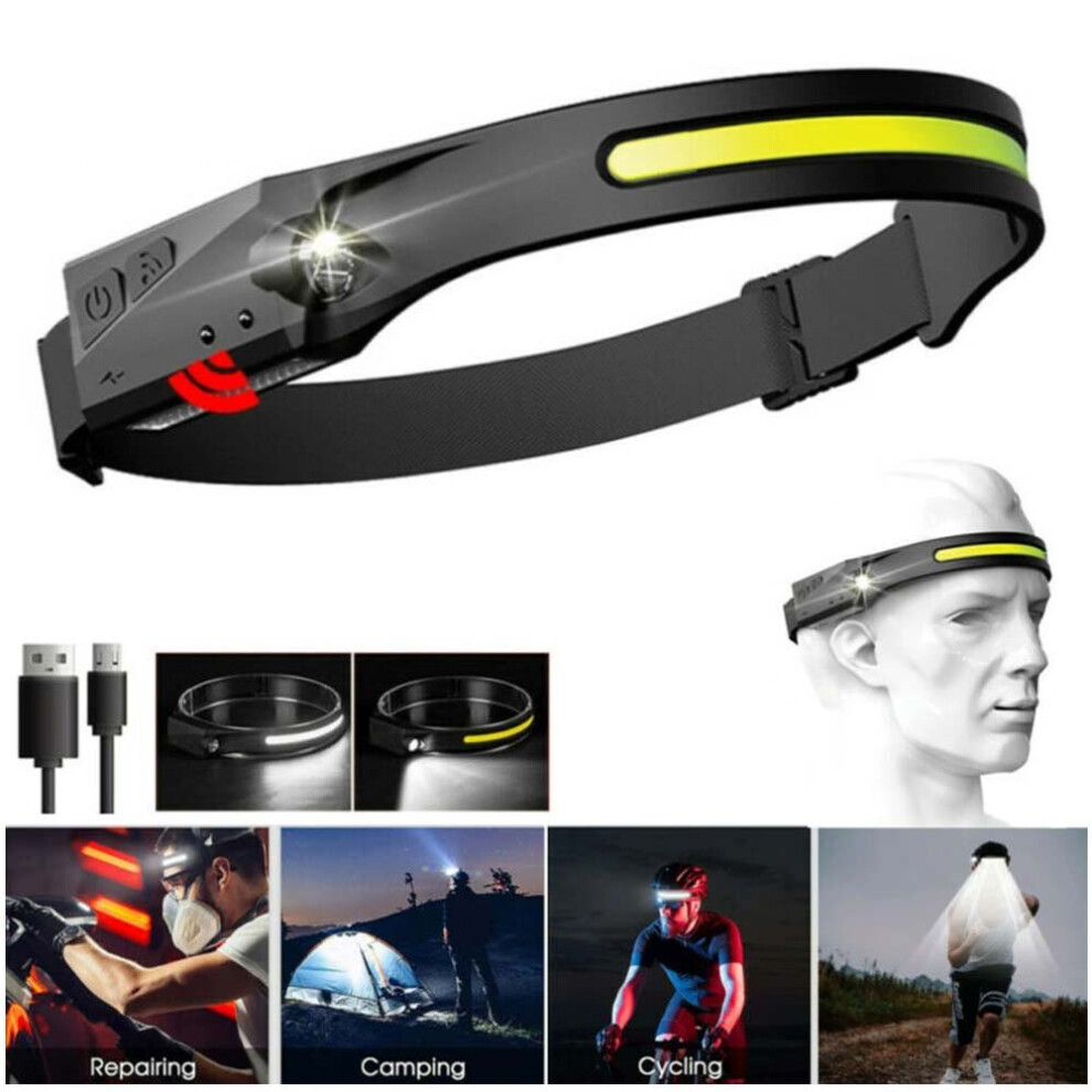 Head Torch Rechargeable Go Beam 230° Head Lamp LED COB Head Work Light
