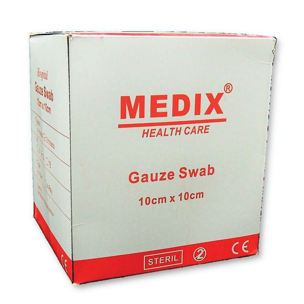 Medix (10 Cm X 10 Cm) Sterile Gauze Swab Sterile Swabs For Wound Cleaning And Dressing (7.5 Cm X 7.5 Cm)