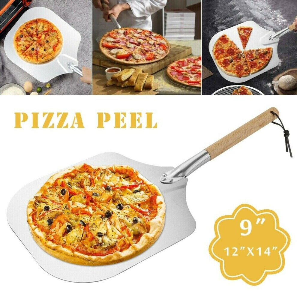 Pizza Peel Metal Pizza Paddle with Wooden Handle, Great Pizza Tool, Good Helper for Baking Outdoor and Homemade Pizza and Bread 