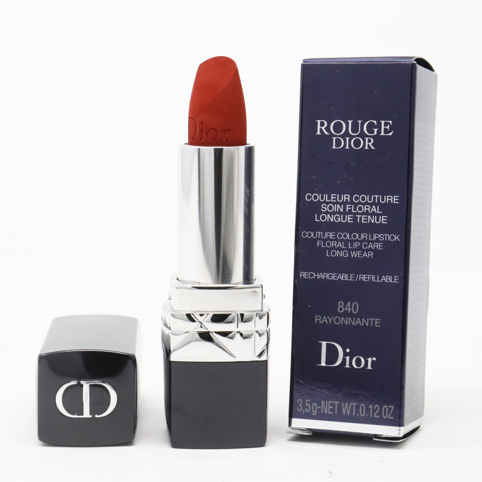 (840 Rayonnante Velvet) Dior Rouge Dior Refillable Lipstick  0.12oz/3.5g New With Box