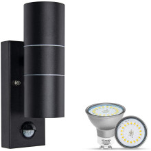 Outdoor Wall Lights PIR Motion Sensor Outside Up Down Wall Sconce Lamp IP44 Security Lights Matte Black
