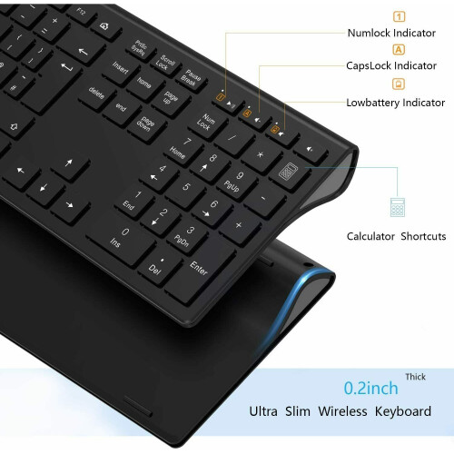 Wireless Keyboard & Mouse Set - Slim Quiet Stylish Mouse Keyboard 2