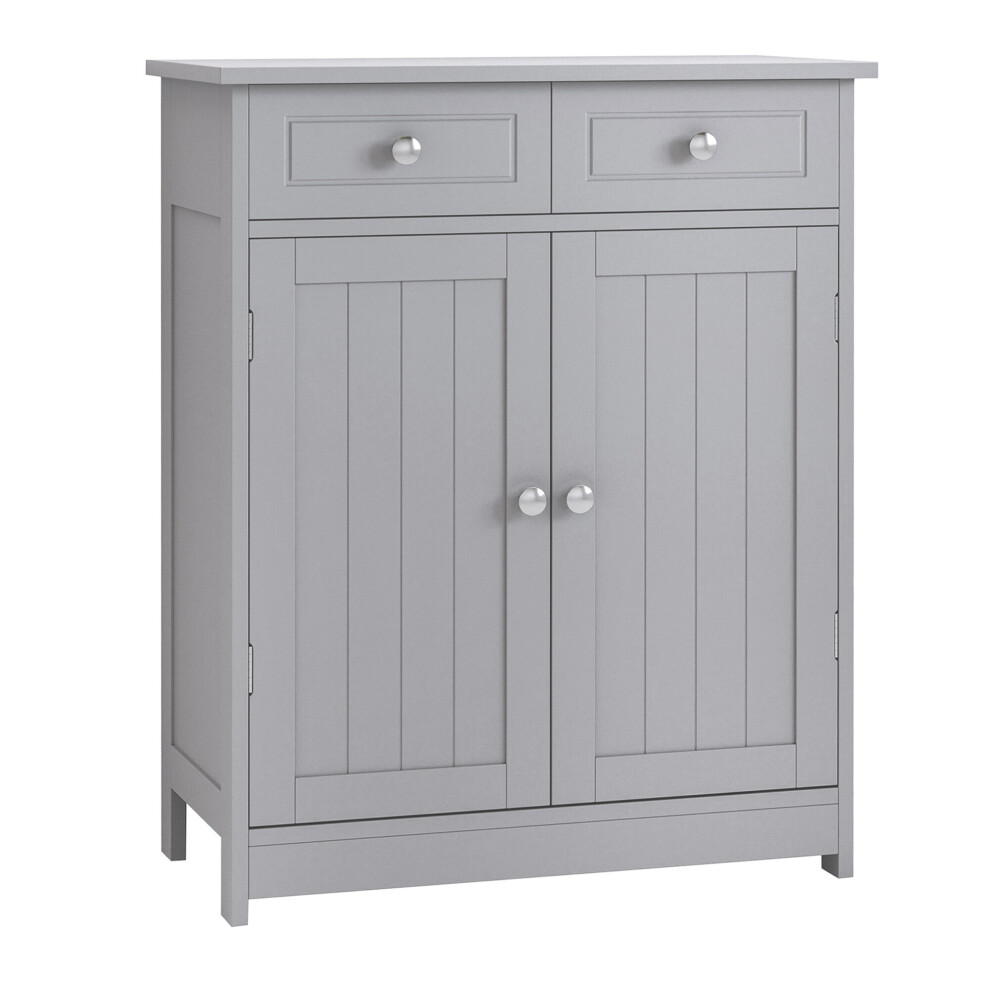 Kleankin Bathroom Floor Storage Cabinet With Drawers Door, Grey