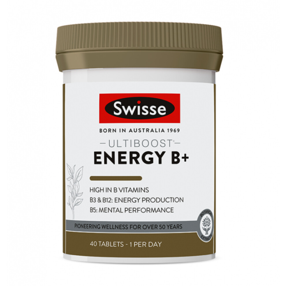Swisse Ulti Boost Energy B+ - B3, B5, B12 - 40 Tablets *BESTBEFORE MARCH2023*
