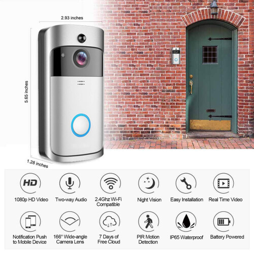 Home Security Wireless Smart Video Doorbell IP66 Waterproof PIR Human Detection 1