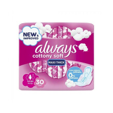 Always Cotton Soft Large with Wings Pads Softness & Flexibility 30's 30097
