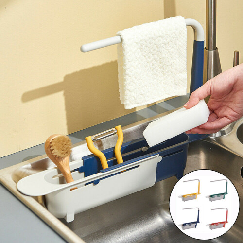 Ranpo (Yellow) Expandable Storage Telescopic Sink Rack Holder Drain Basket 2