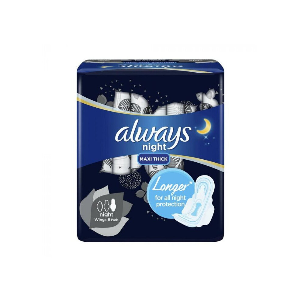 Always Ultra Night Star Sanitary Pads 8's Extra-absorbent Core Overnight Protection