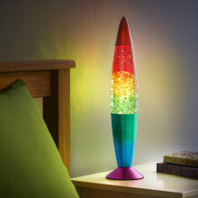 Global Gizmos 48639 16-inch Rainbow Glitter Lava Lamp - Retro Nostalgic Lighting, Aluminium Base, 25W Bulb