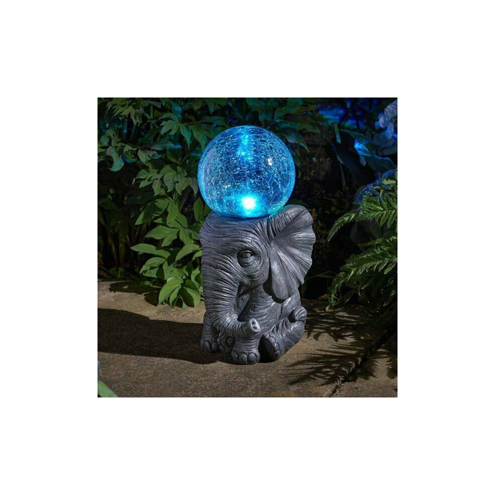 Solar Garden Elephant with solar Sphere Ornament -Elephant Orb Solar light