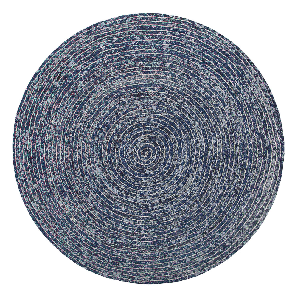 Round Denim Area Rug 140 cm Dark Blue BULUCA