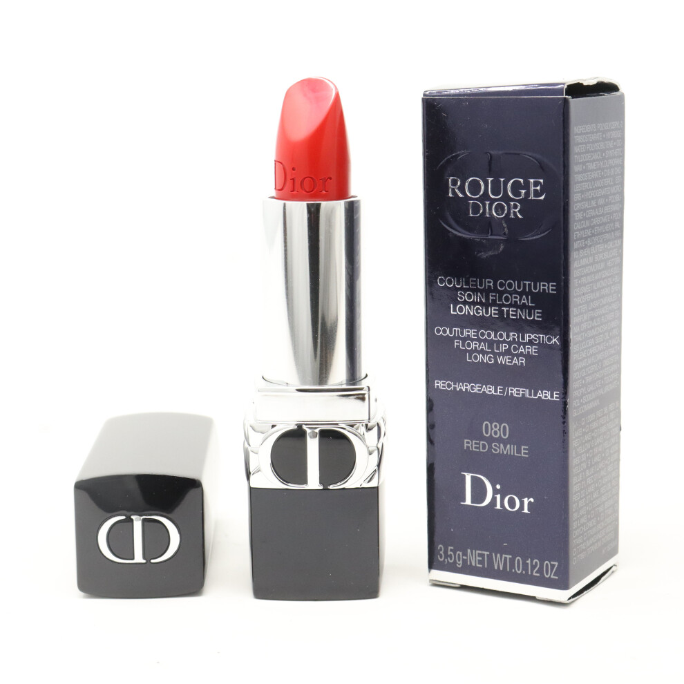 Dior (080 Smile (Satin)) Rouge Lipstick 0.12Oz/3.5G New With Box Red