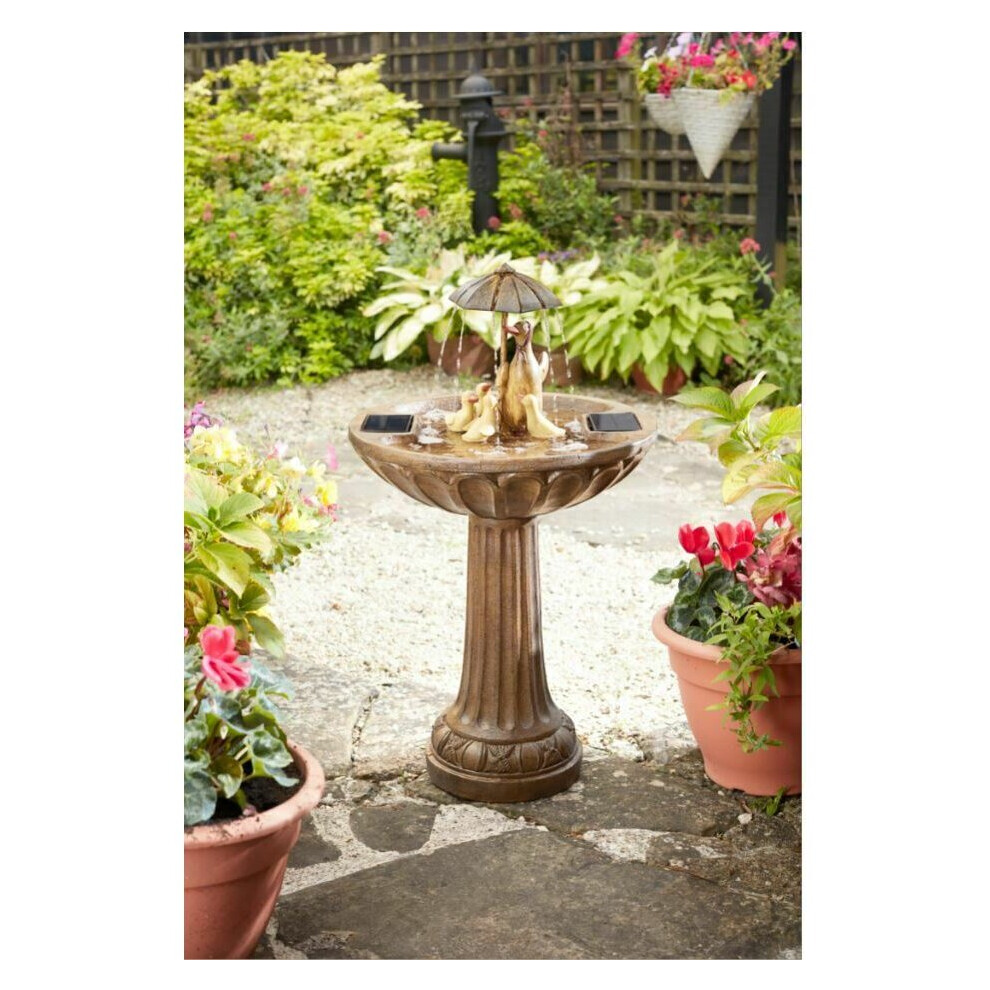 Smart Solar Powered Duck Family Fountain W Umbrella Outdoor Garden Water Feature