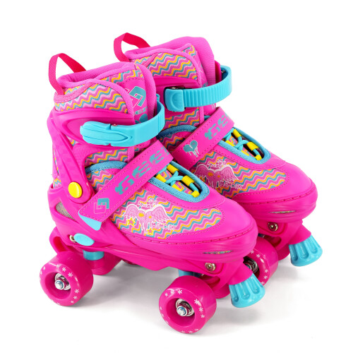 GEEZY (Pink Medium UK 2-4) GEEZY Kids' Adjustable 4-Wheel Roller Skates