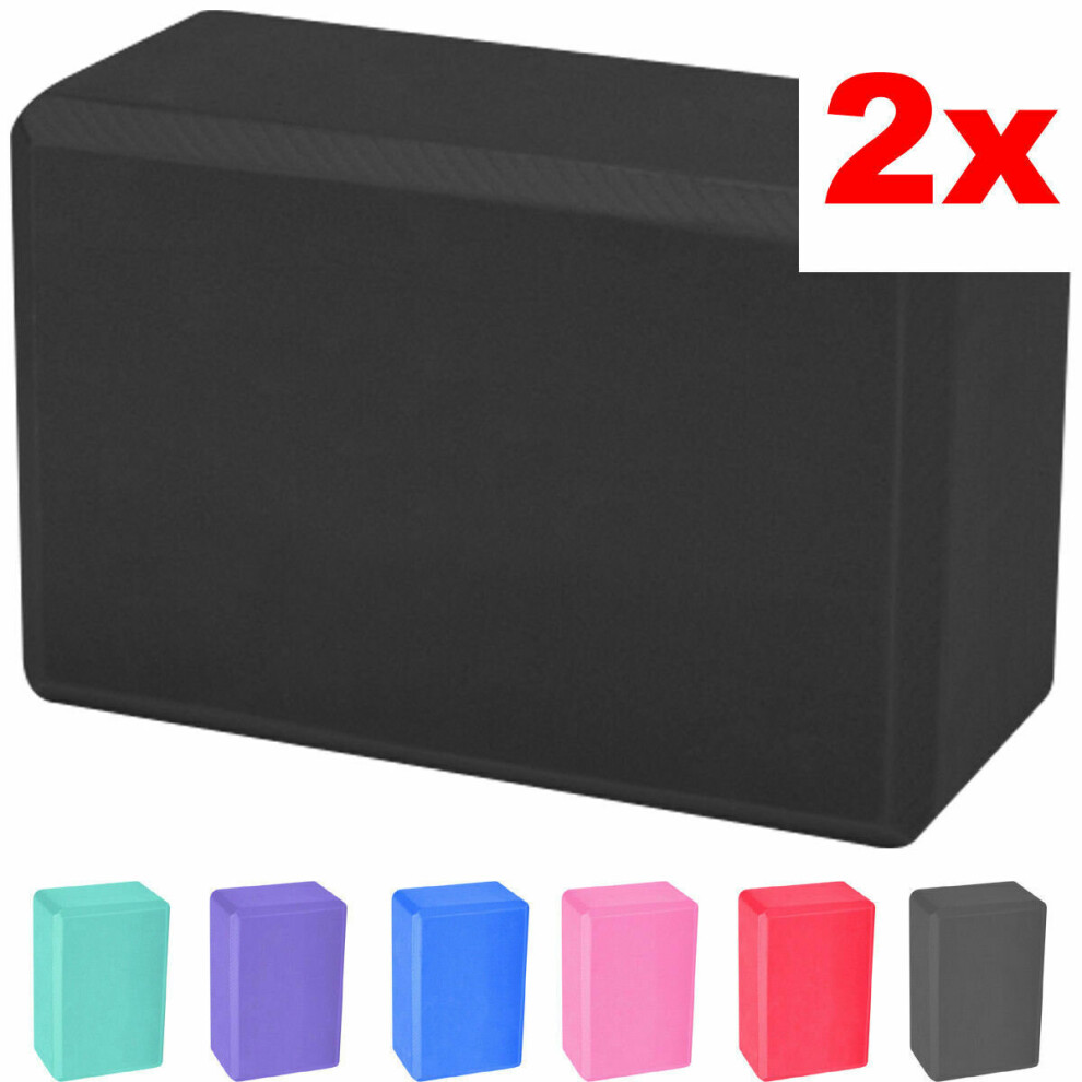 (Pink) 2 x Yoga Block Pilates Foam Foaming Brick Stretch