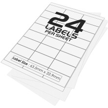 (10 Pack) 24 Per Page Sheet, Laser Inkjet Compatible L7159/J8159 Printer Paper 63.5 X 33.9 White