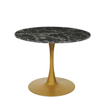 (Black 100cm Top, Gold Legs) Round Marble Dining Table with Gold/Black Tulip Legs 80/100cm