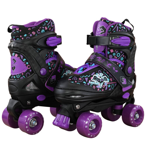 GEEZY (Purple Medium UK 2-4) GEEZY Kids' Adjustable 4-Wheel Roller Skates 2