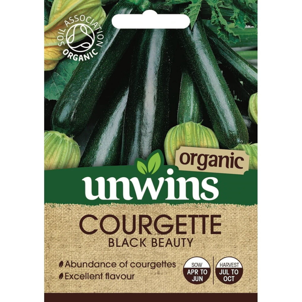 Unwins High Yielding Home Grown Beauty Organic Courgette Seeds Packet Black