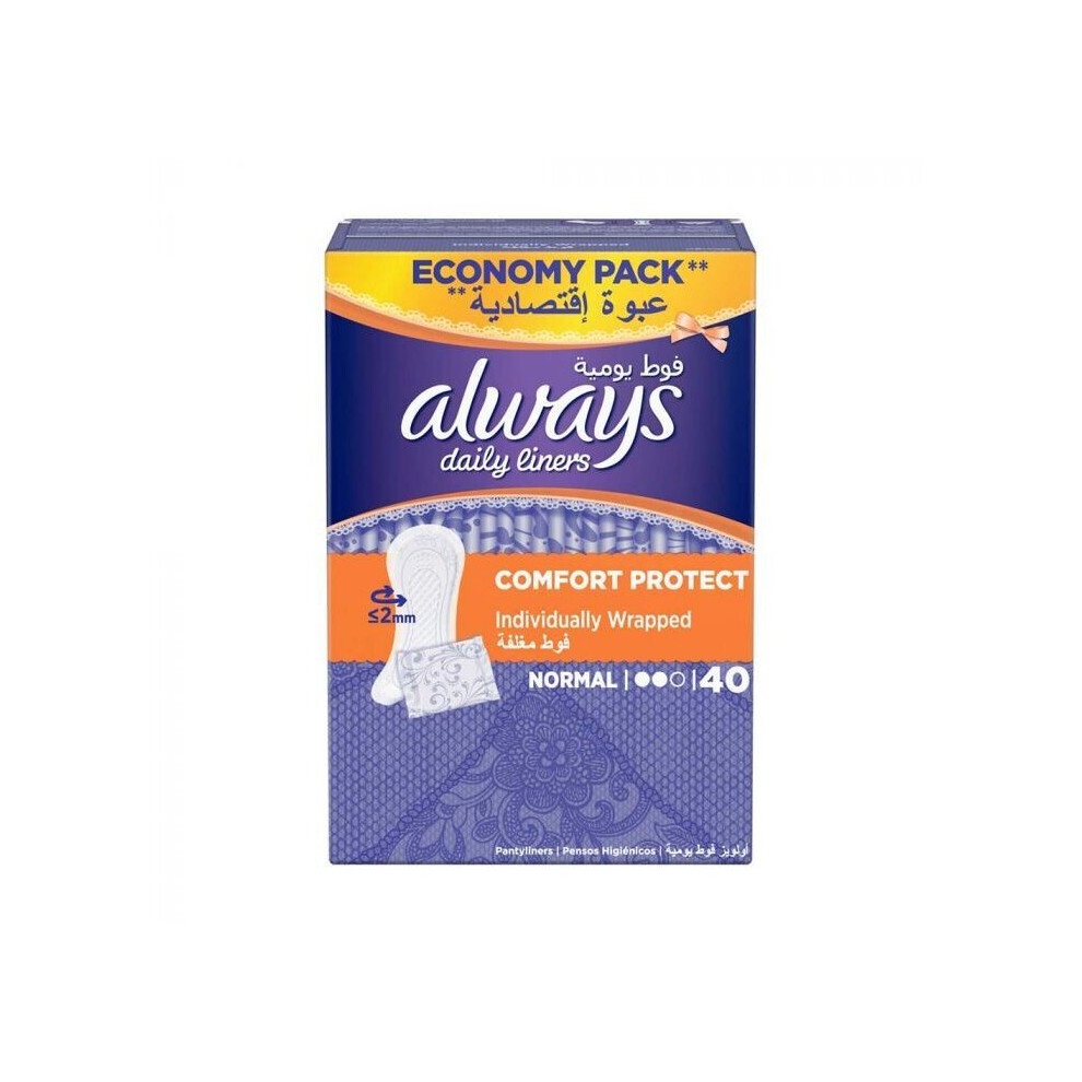 Always Comfort Protect Normal Pantyliners 40'S