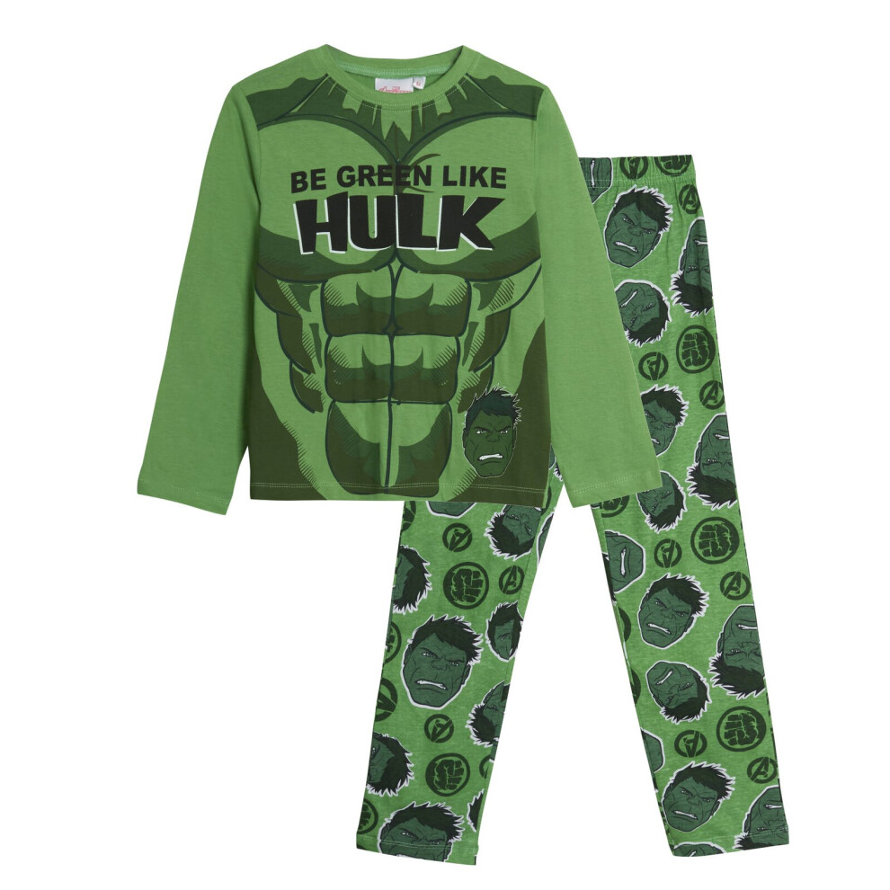 (8 Years) Incredible Hulk Pyjamas Kids Dress Up Pjs Boys Novelty Avengers Nightwear Set