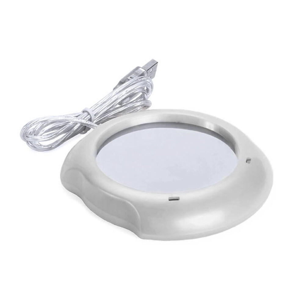 (Silver) USB Cup Mug Warmer Tea Coffee Heater Coaster Home Office Desk Mat Pad