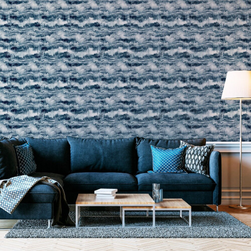 Arthouse Studio Painted Canvas Wallpaper Navy Blue Arthouse 921606 1