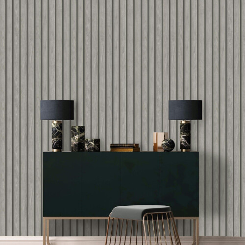 (Grey) Wood Slat Wallpaper Holden 1