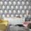Muriva (Cream/Blue) Galactik Wallpaper Hexagon Muriva 1
