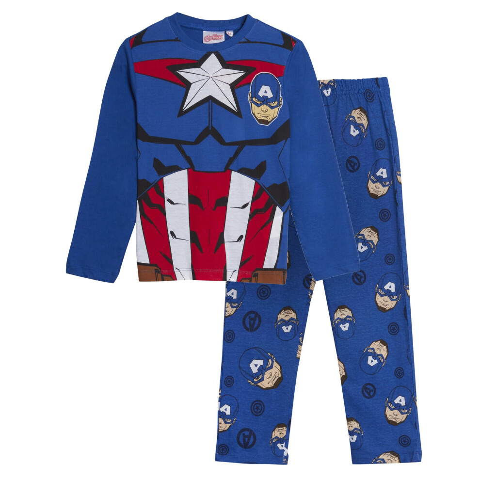 (10 Years) Captain America Pyjamas Kids Dress Up Pjs Boys Novelty Avengers Nightwear Gift