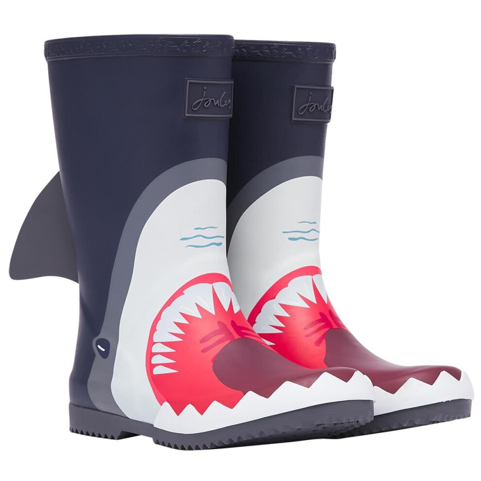 Joules Boys Roll Up Flexible Printed Welly / Navy Shark 214820 / 9 (EU27)